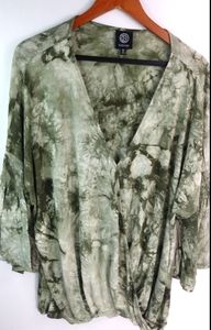 Bobeau Green Tie Dye Top 3X Plus